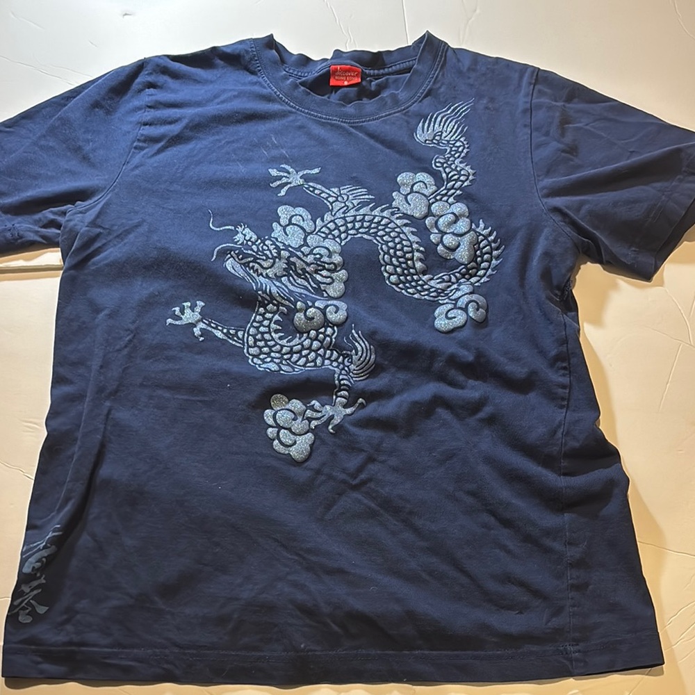 Navy Blue Dragon Graphic T-Shirt